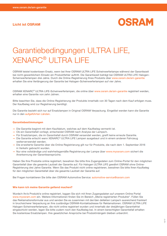 OSRAM D2S XENARC ULTRA LIFE - sternthal.ch